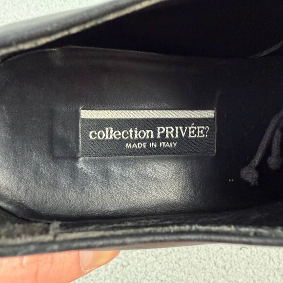 Collection Privee Womens 8.5 EU 38.5 Shoes Black Leather Casual Italy Vintage 1 - Picture 9 of 11
